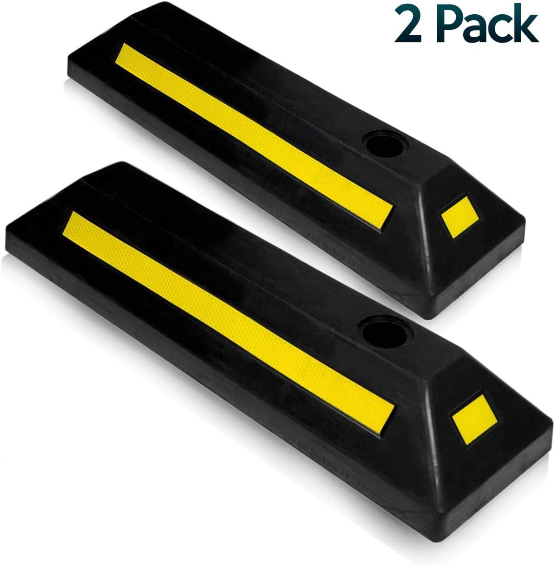 Heavy Duty Rubber Parking Guide 2 Pcs with Reflective Yellow Tape P897666
