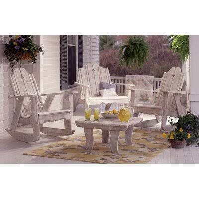 Tangerine Distressed Wood Rocking Adirondack Chair E62261