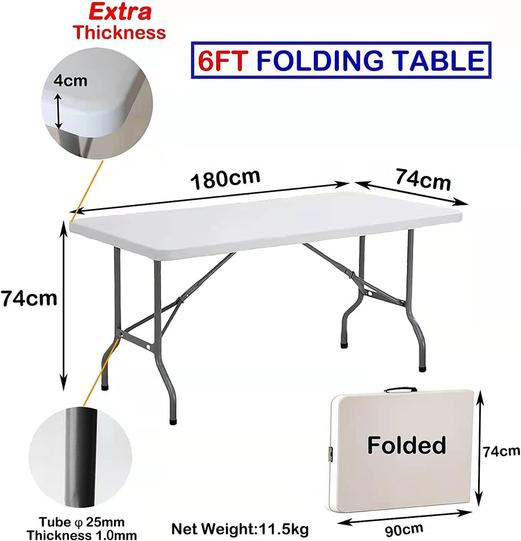 6ft Folding Table Plastic Portable Indoor Outdoor K271887