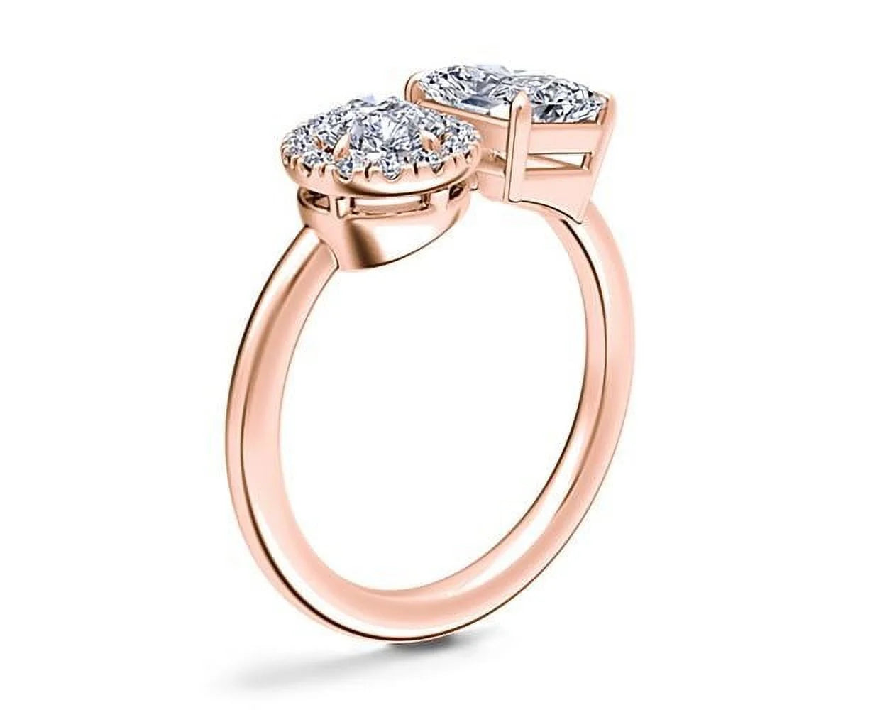 18K Rose Gold Two Stone Diamond Ring T4655