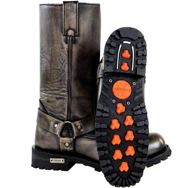 Distressed Brown Motorcycle Leather Boots W91195