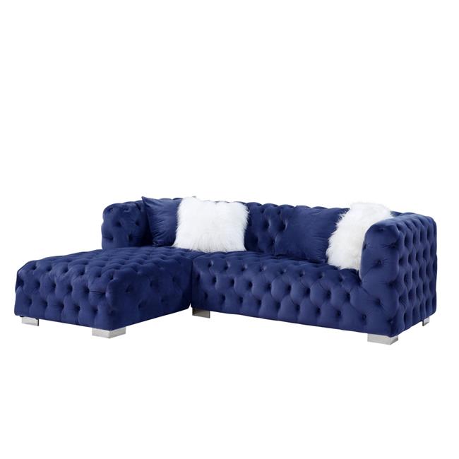 Velvet L Shaped Seating Component, Blue - 2 Piece G86035