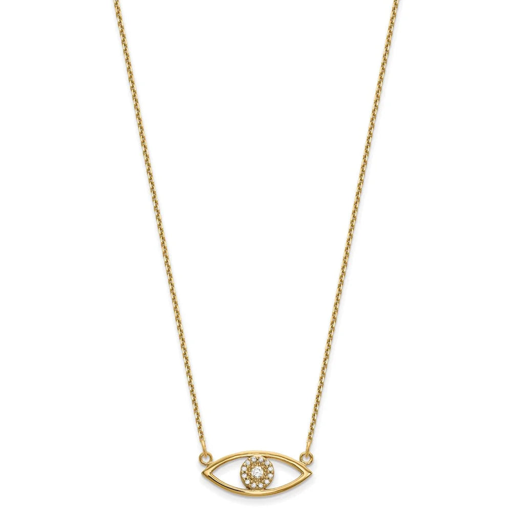 14 Karat Yellow Gold Diamond Evil Eye Necklace M185236
