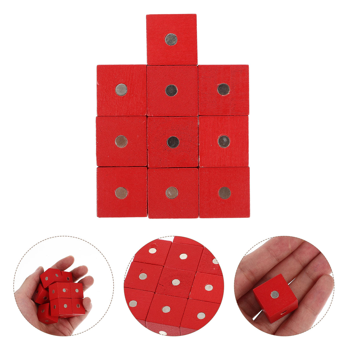 10pcs Wooden Magnetic Cubic Blocks Building Toy R4128