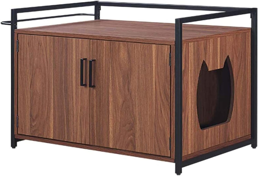 Cat Litter Box Enclosure with Metal Frame and Wood Structure Z456