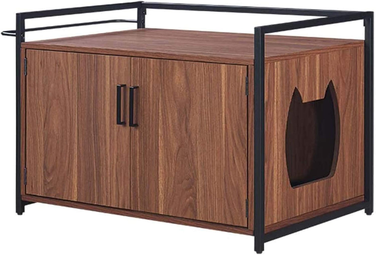 Cat Litter Box Enclosure with Metal Frame and Wood Structure Z456