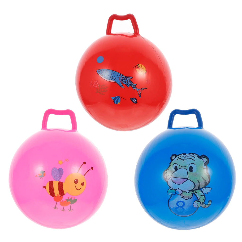 3Pcs Inflatable Hopper Balls with Handle J492387