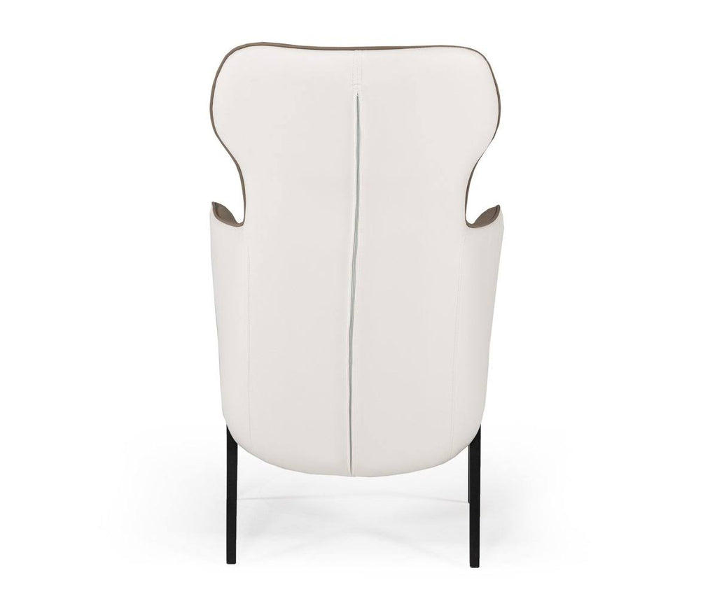 Modern White & Brown Bonded Leather Accent Chair E20647