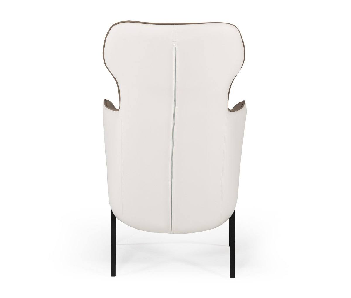 Modern White & Brown Bonded Leather Accent Chair E20647