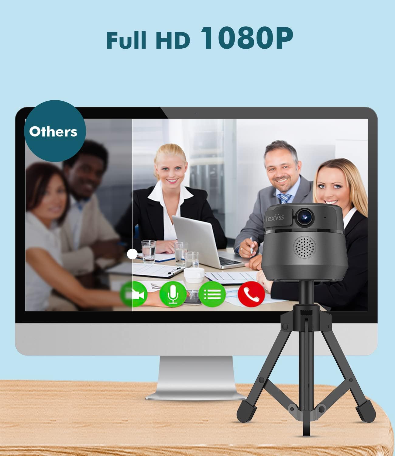 1080P Webcam with Microphone Tripod and Privacy Cover, Grey, Pack of 2 M105906