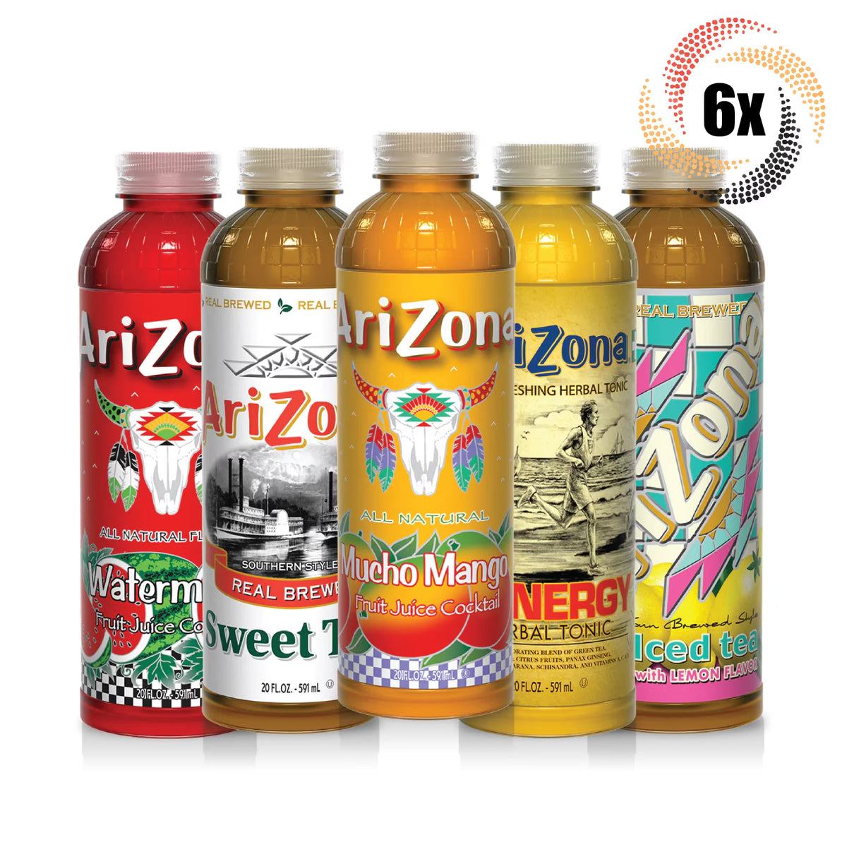 6x Bottles Arizona Variety Pack Flavored Juice 20oz I999280