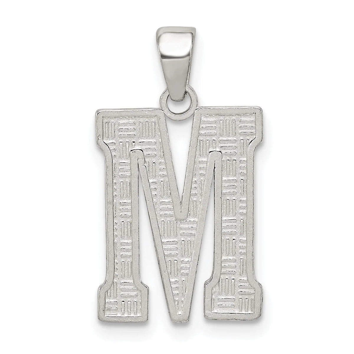Sterling Silver Letter M Initial Charm Pendant with Rope Chain Necklace 16'' F157948