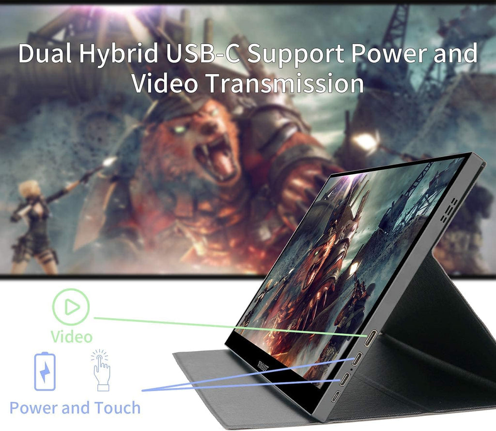 14inch Portable Touch Monitor 1920x1080 FHD External Display with Mini HDMI Input/USB-C Port/3.5mm Audio Out/Cover Stand B4422