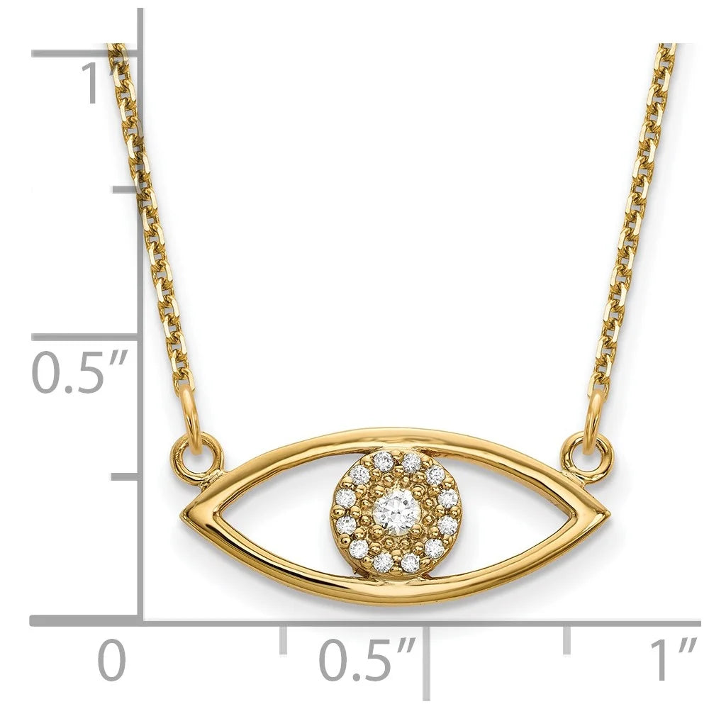 14 Karat Yellow Gold Diamond Evil Eye Necklace M185236