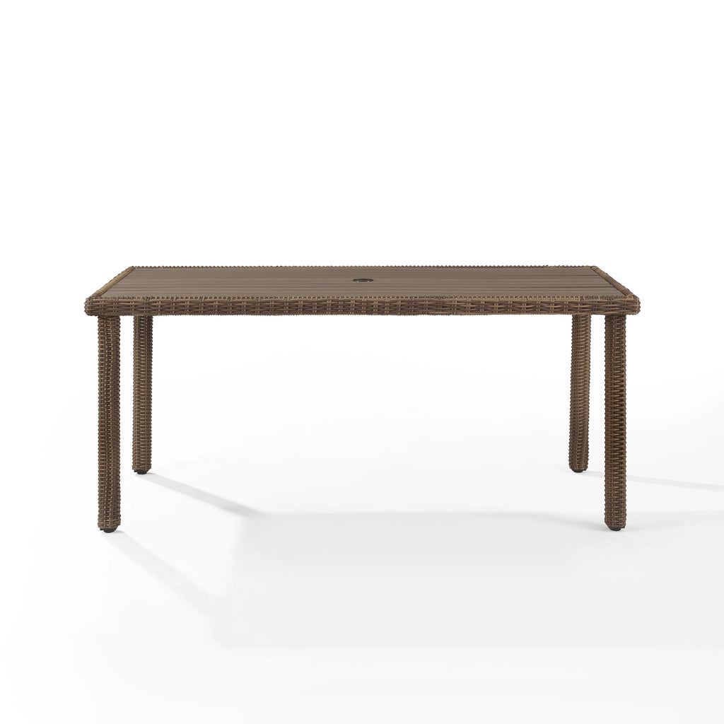 Wicker 6-Person Outdoor Dining Table with Umbrella Hole T502