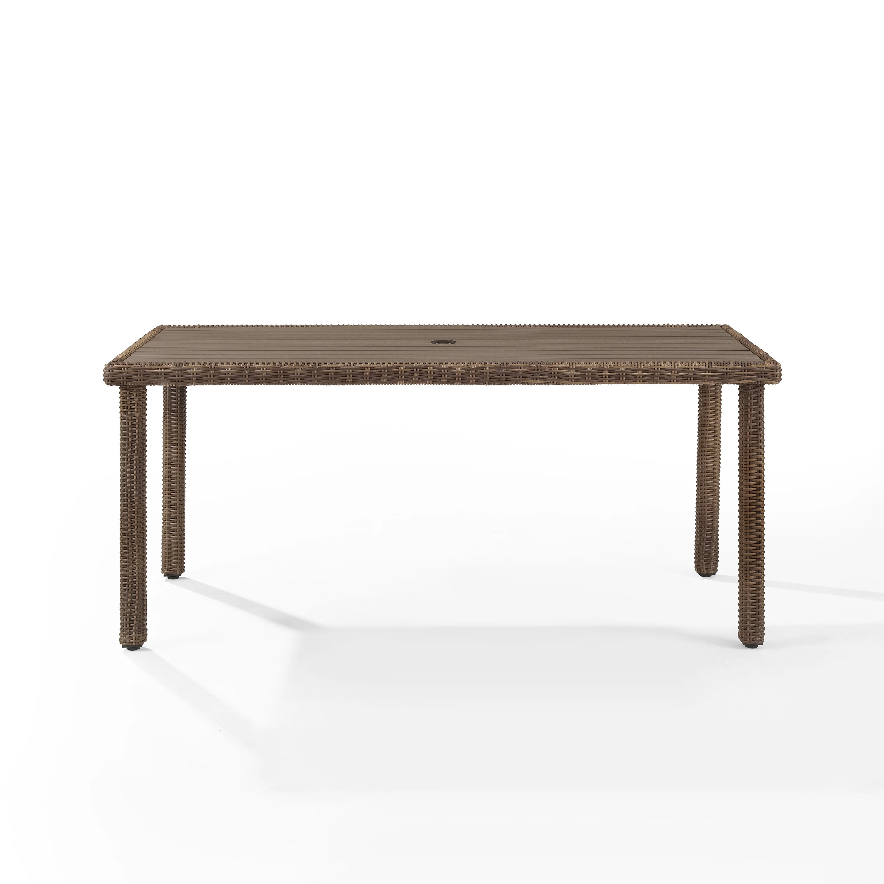 Wicker 6-Person Outdoor Dining Table with Umbrella Hole T502