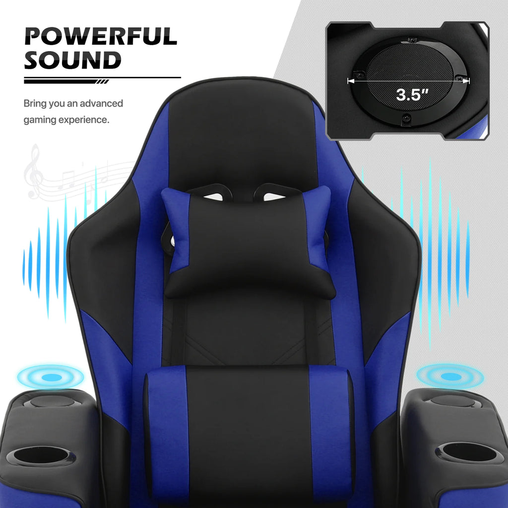 Blue Massage Gaming Recliner Chair with Speaker I3668