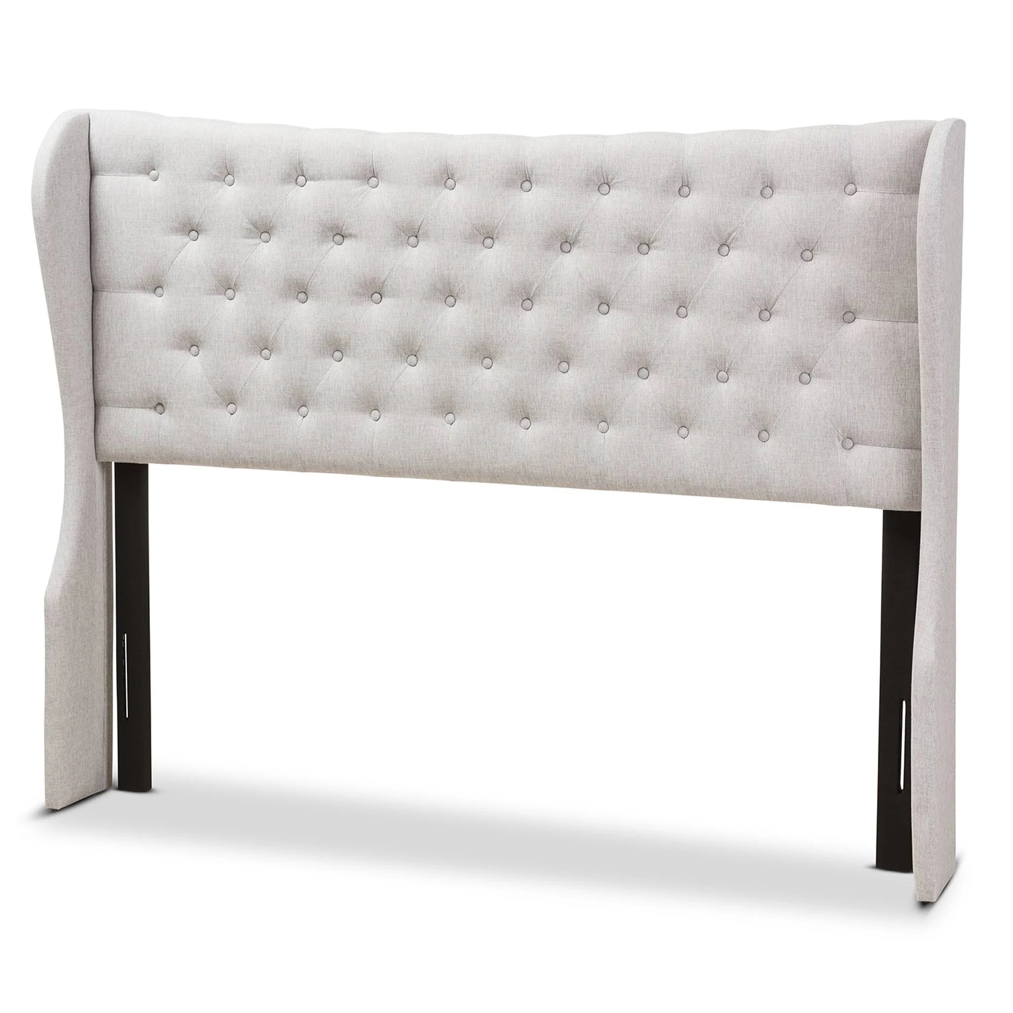 Greyish Beige Fabric Button-Tufted King Size Winged Headboard K352899