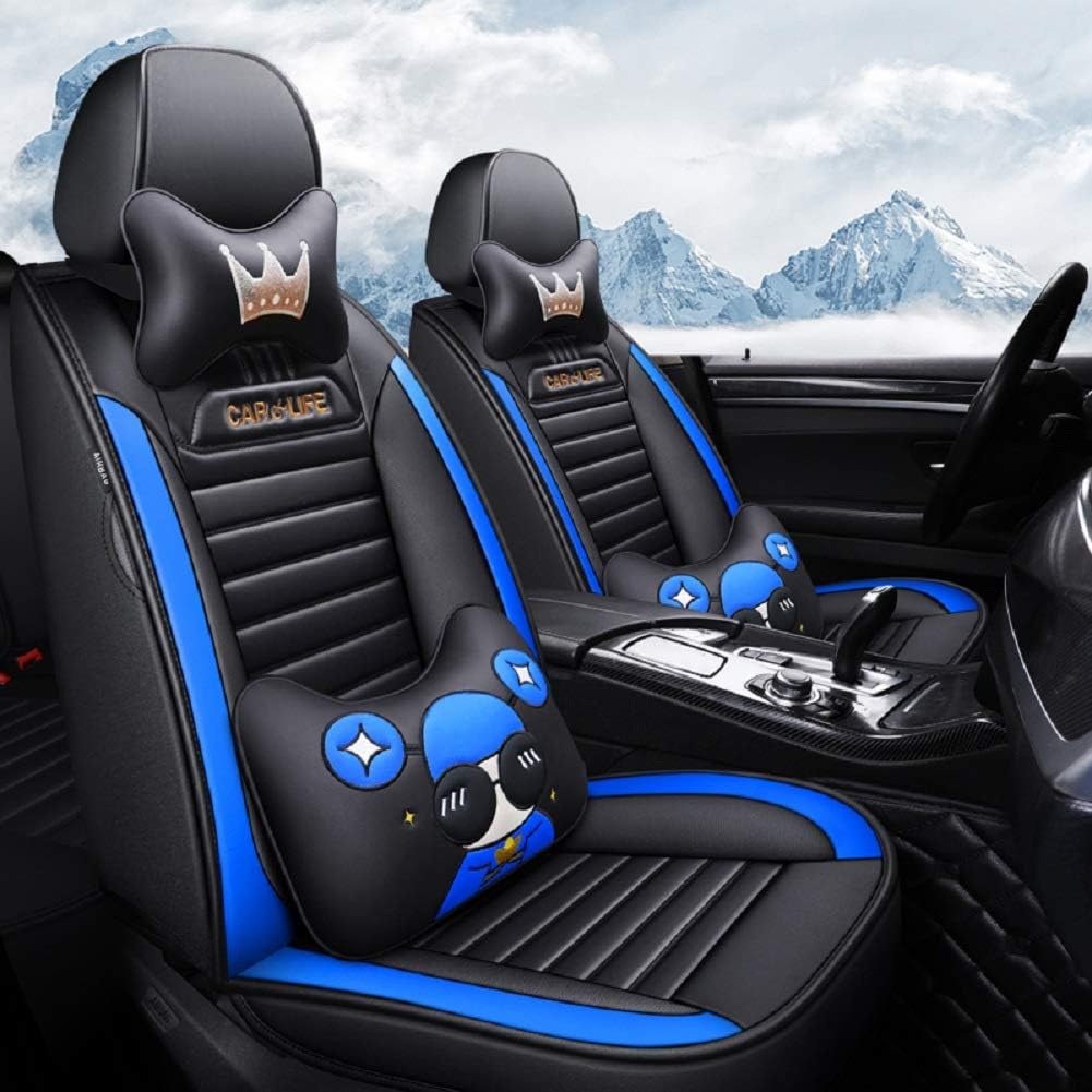Black-red Leather 5 Seat Full Set Universal Seat Covers H647