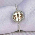Oval Cut Pink Lab Created Diamond 14K White Gold Halo Ring D675