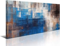 Blue Gray Brown Abstract Framed Canvas Artwork 20X40in L59510