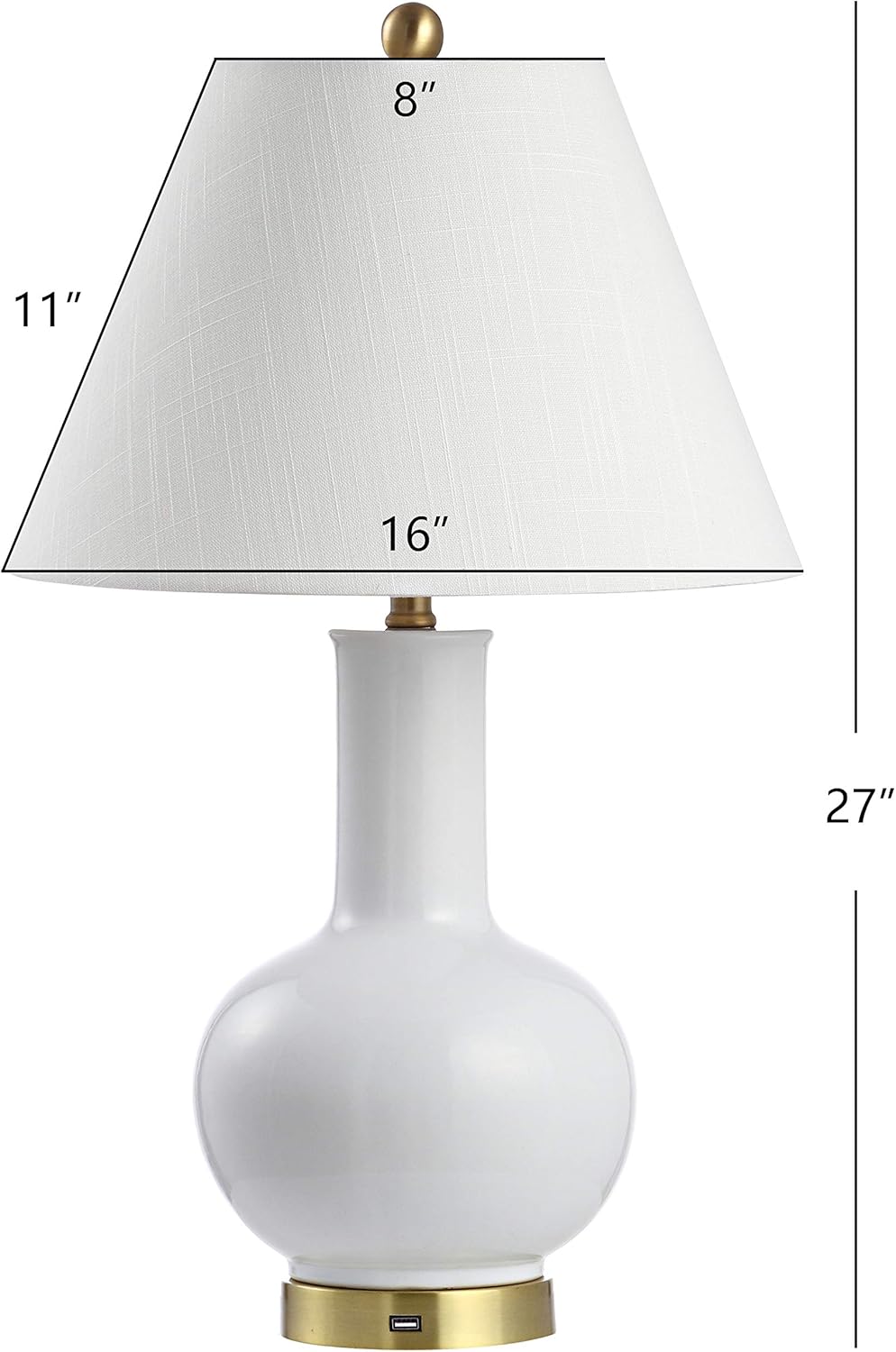 White/Brass Gold Ceramic/Iron LED Lamp Q54001