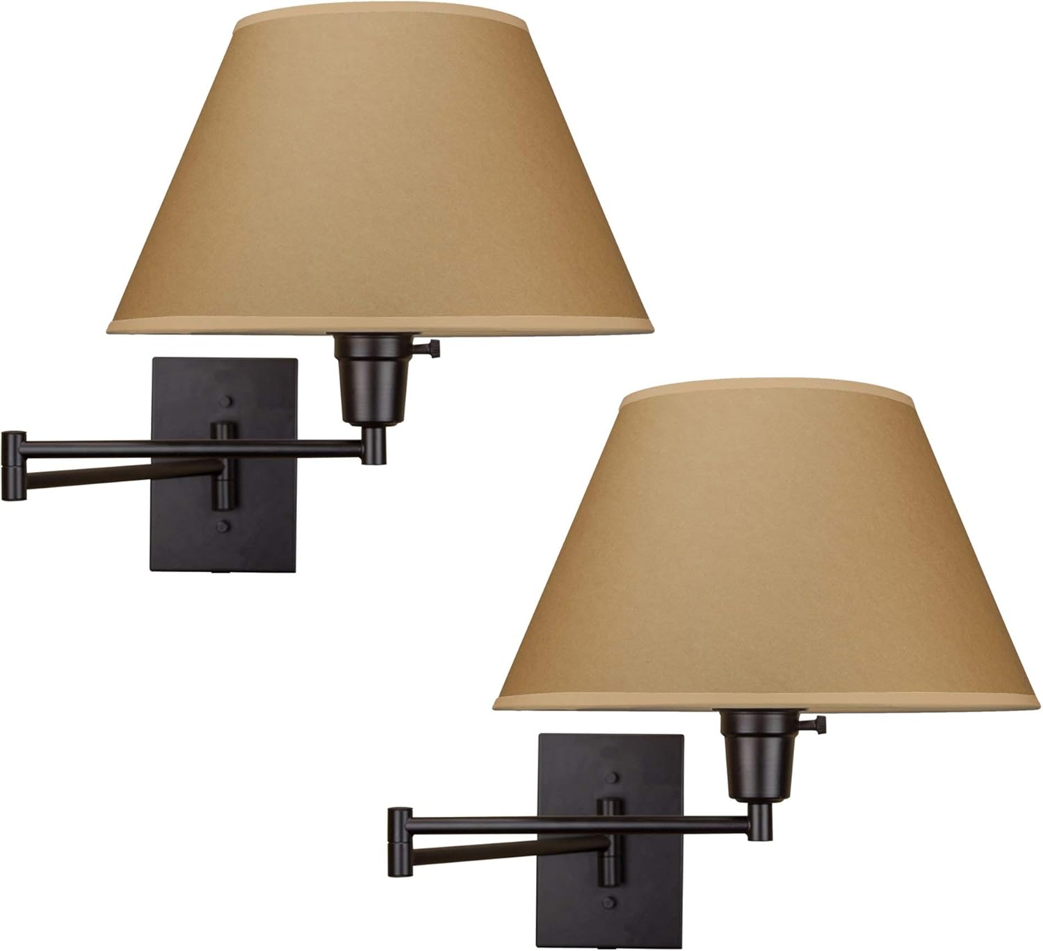 13 Swing Arm Wall Lamp with Fabric Shade, Black Finish, 2-Pack Q70174