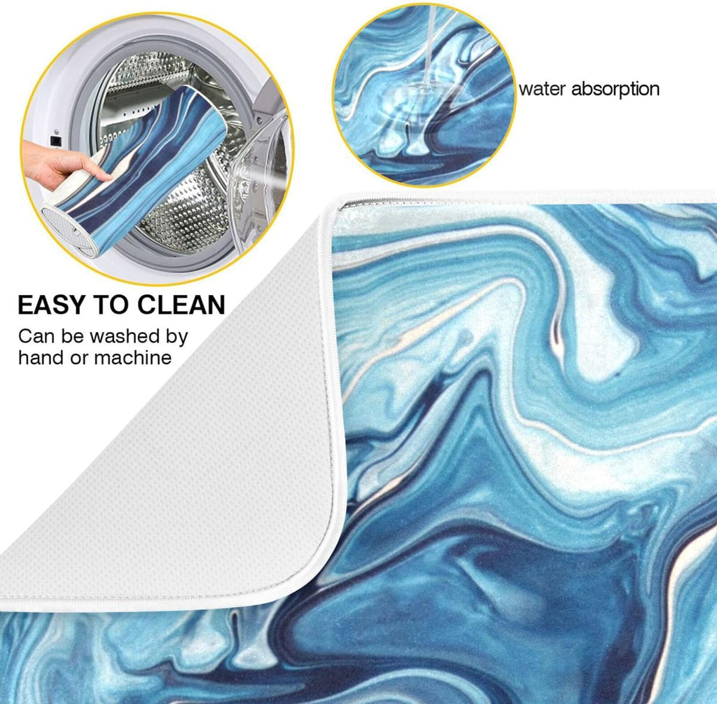 Blue Powder Dish Drying Mat 16x18Inch L133607