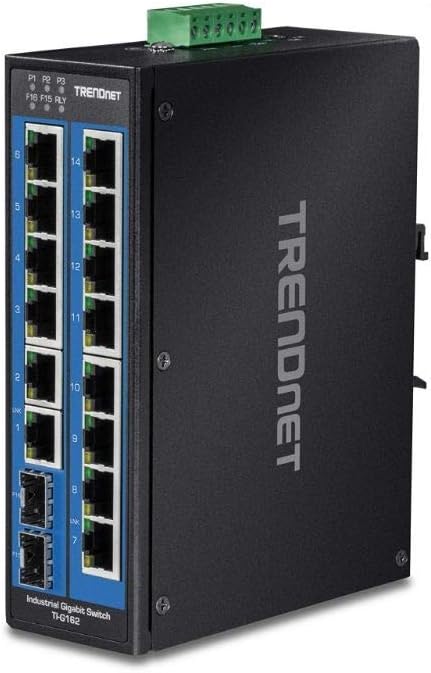 16-Port Hardened Industrial Unmanaged Gigabit DIN-Rail Switch O6861
