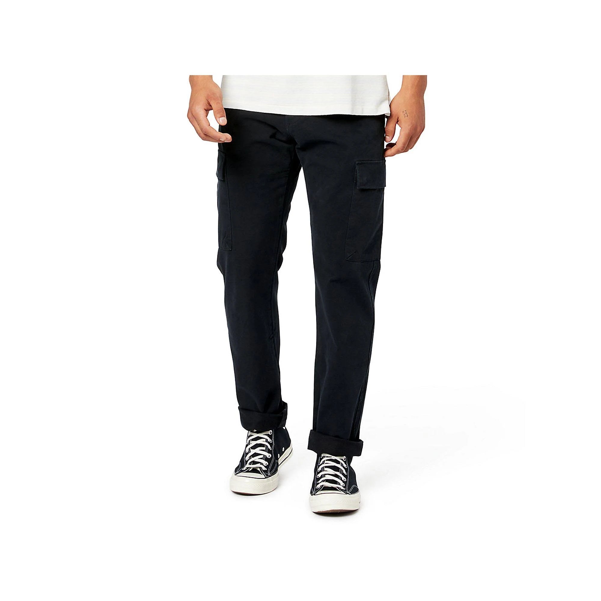Men's Straight Fit Cargo Pants, Size 34 x 30, Black E721922