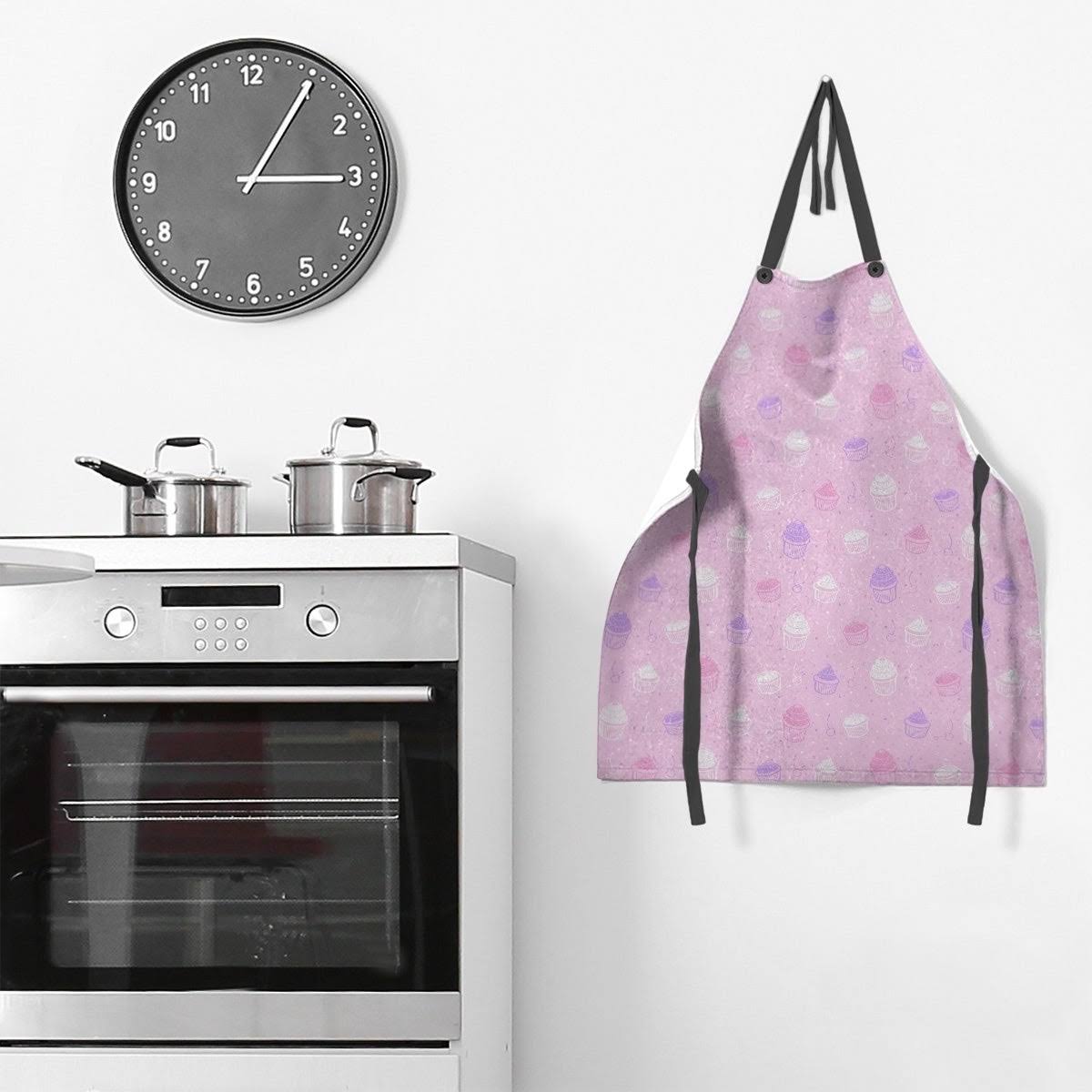 Pink & Purple Striped Cupcake Pattern Apron T4905