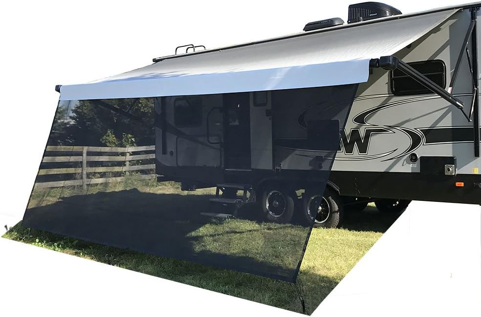 RV Awning Shade Screen 7' X 10' 3'' Blue Sunshade Camping Trailer UV Sun Blocker Pack of 2 V6599