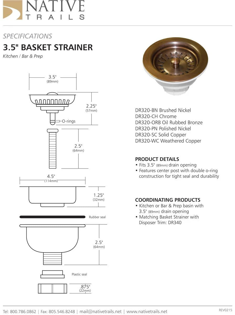 Oil Rubbed Bronze Basket Strainer J8963