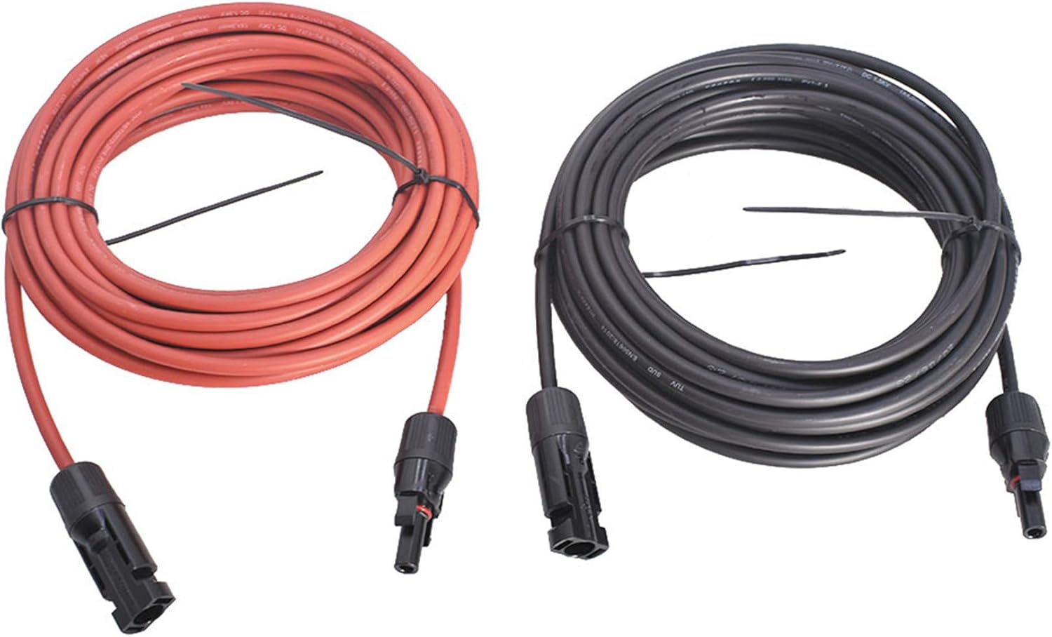 15FT 10AWG Black + Red 10 Gauge Solar Panel Extension Cable with Female and Male Connector, Pack of 2 Q53513