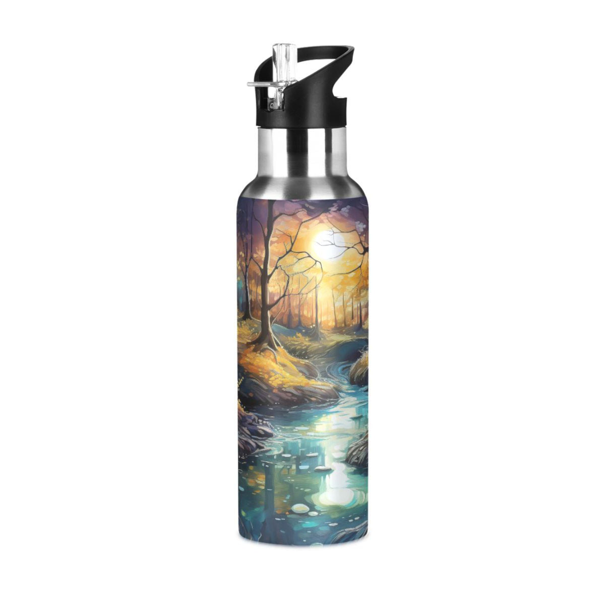 Stainless Steel Insulated Thermos Vacuum Flask Water Bottle with Straw Lid S5360