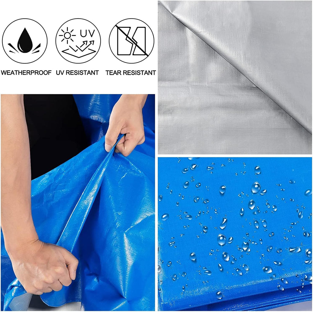 Blue 20x30 Heavy Duty Waterproof Tarpaulin with Metal Grommets W8421