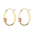 14k Yellow White Rose Gold Oval Butterfly Hoop Earrings Diamond Cut 23 x 1.5 mm G733038