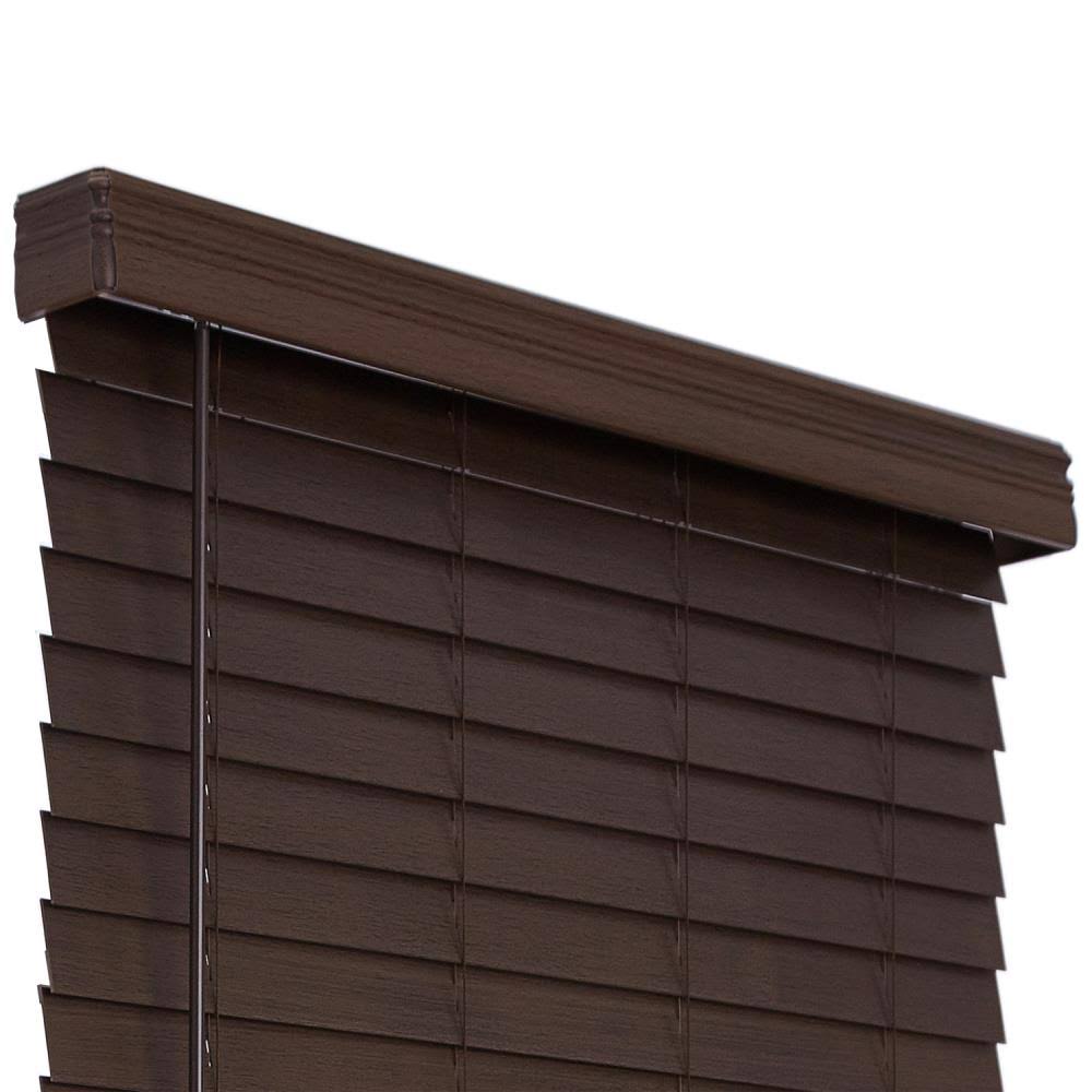 Cordless Brown Faux Wood Room Darkening Horizontal Blinds I468