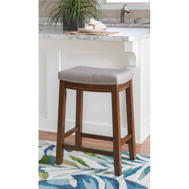 Rustic Brown Wood Counter Stool S63028