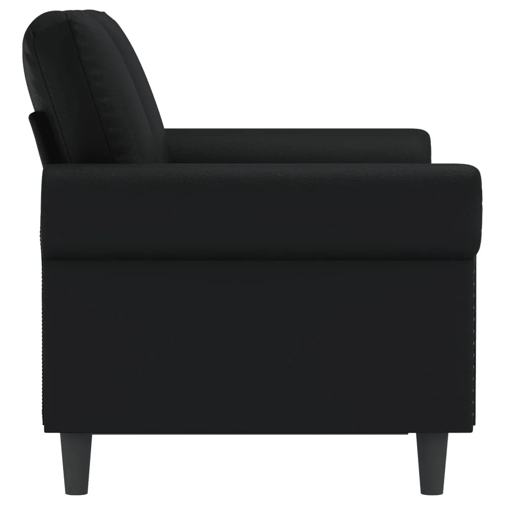 Black Faux Leather 2-Seater Sofa E4241