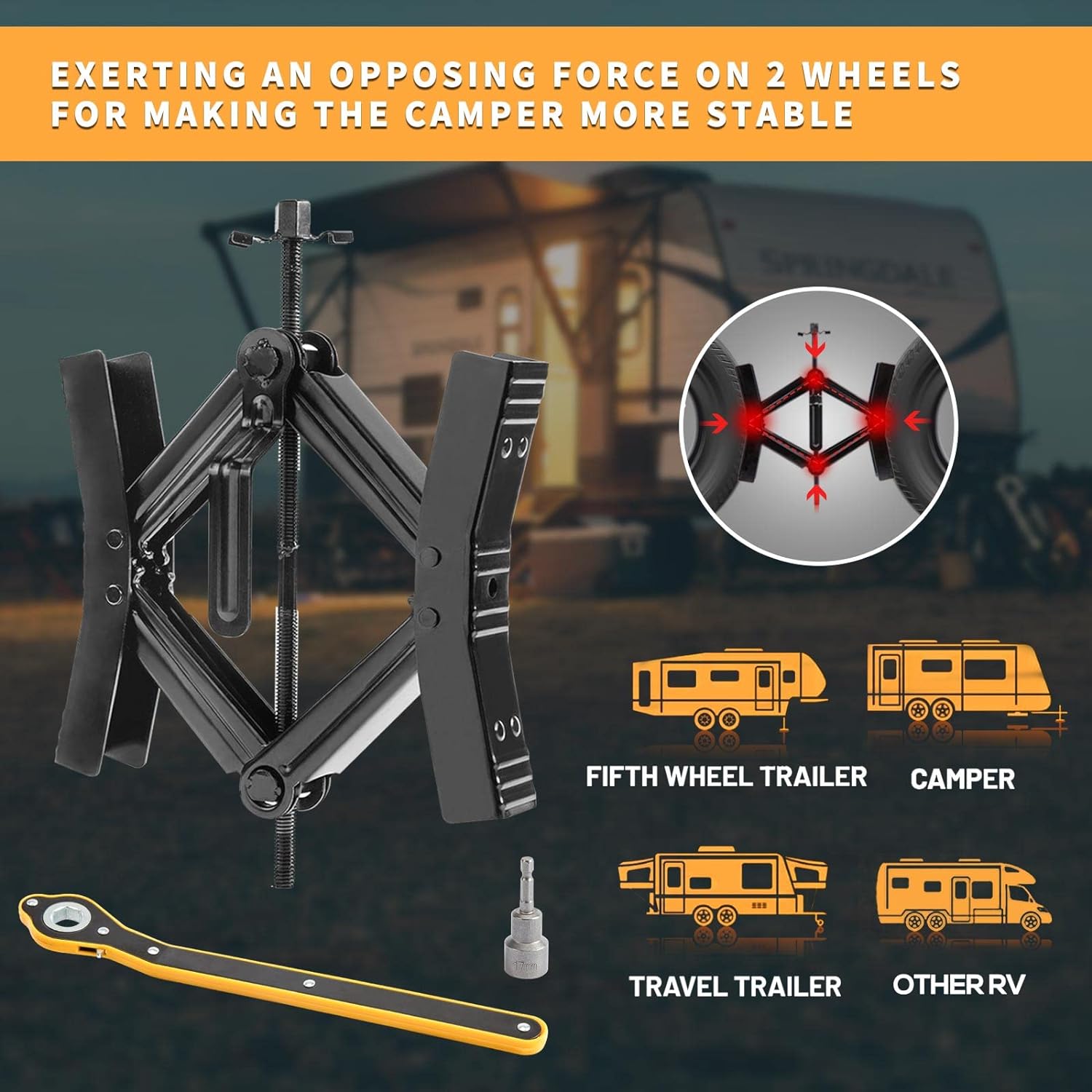 Double Speed Heavy Duty Truck RV Tire Scissor Locking X Chock H748257
