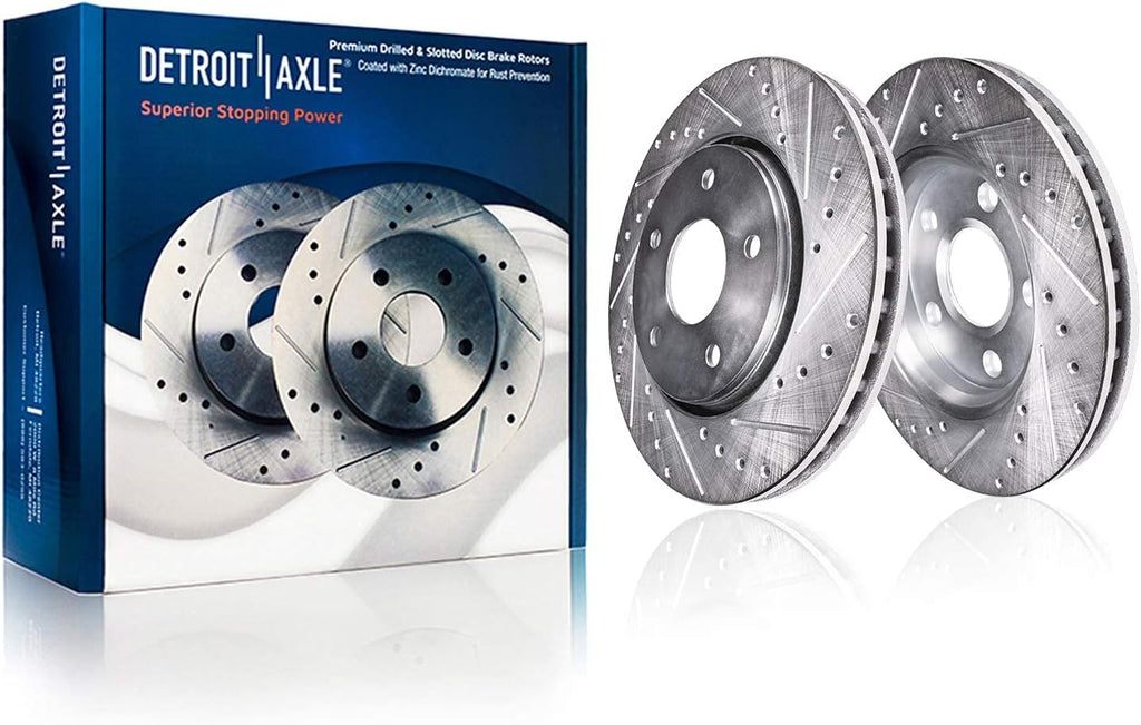 Front & Rear Drilled and Slotted Disc Rotors Brake Pads Kit 10pc Set W612431