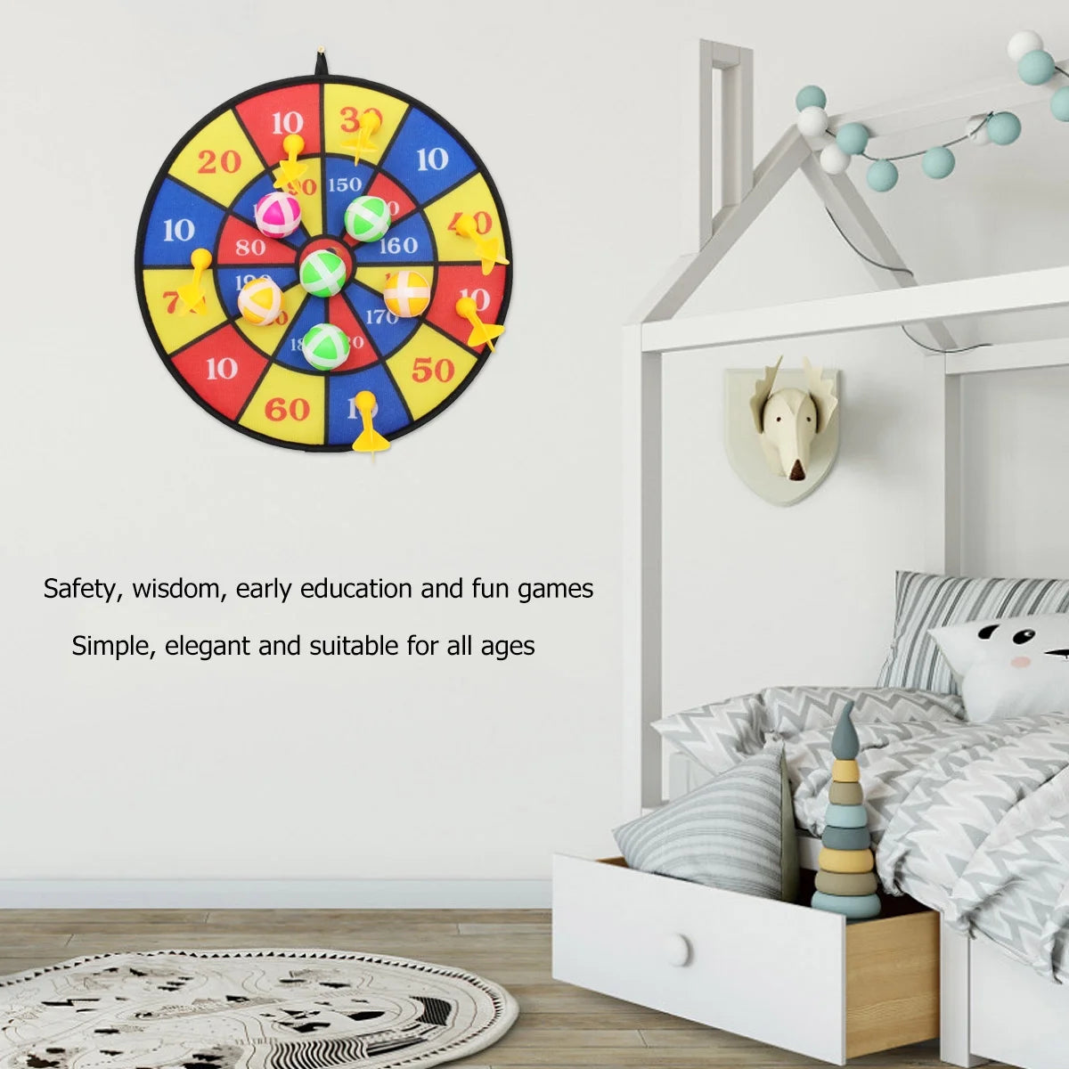 Flocking Dart Board with 4pcs Darts Dartboard Set N768
