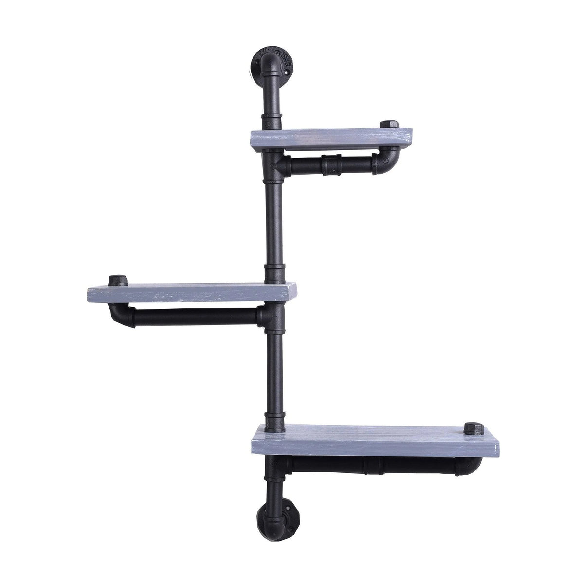 Weathered Gray and Black Wood Wall Shelves T9502