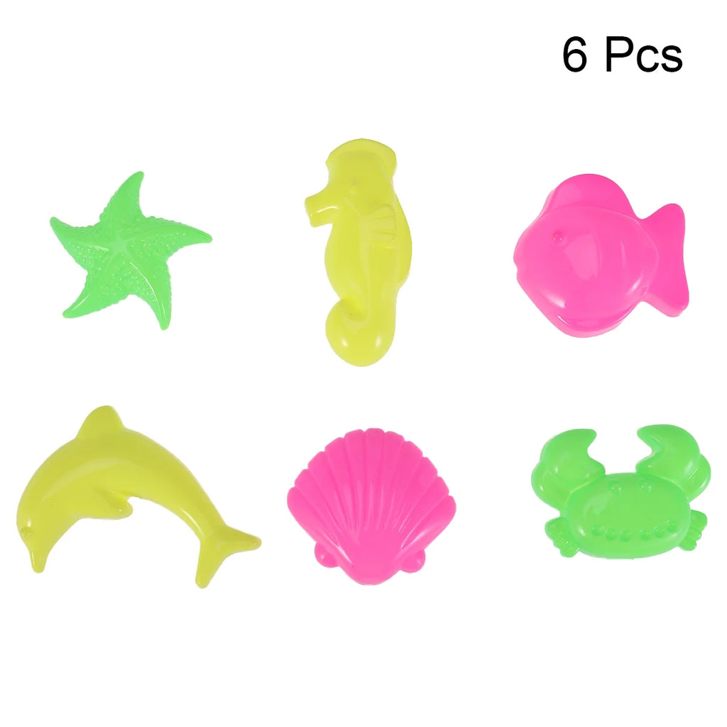 6pcs Beach Sand Toys Set Sand Tray Molds E9552