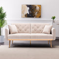 Beige Velvet Futon Sofa Bed with Two Pillows X923245