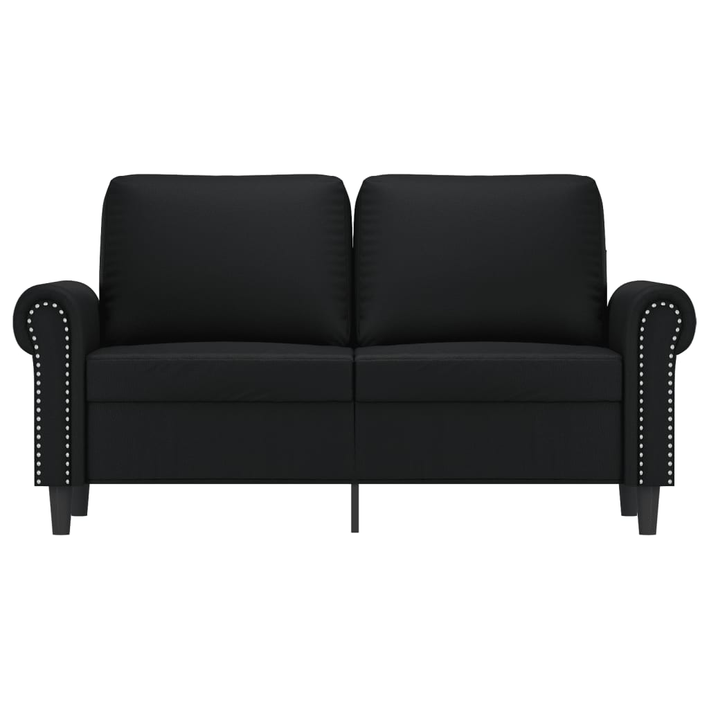 Black Faux Leather 2-Seater Sofa E4241