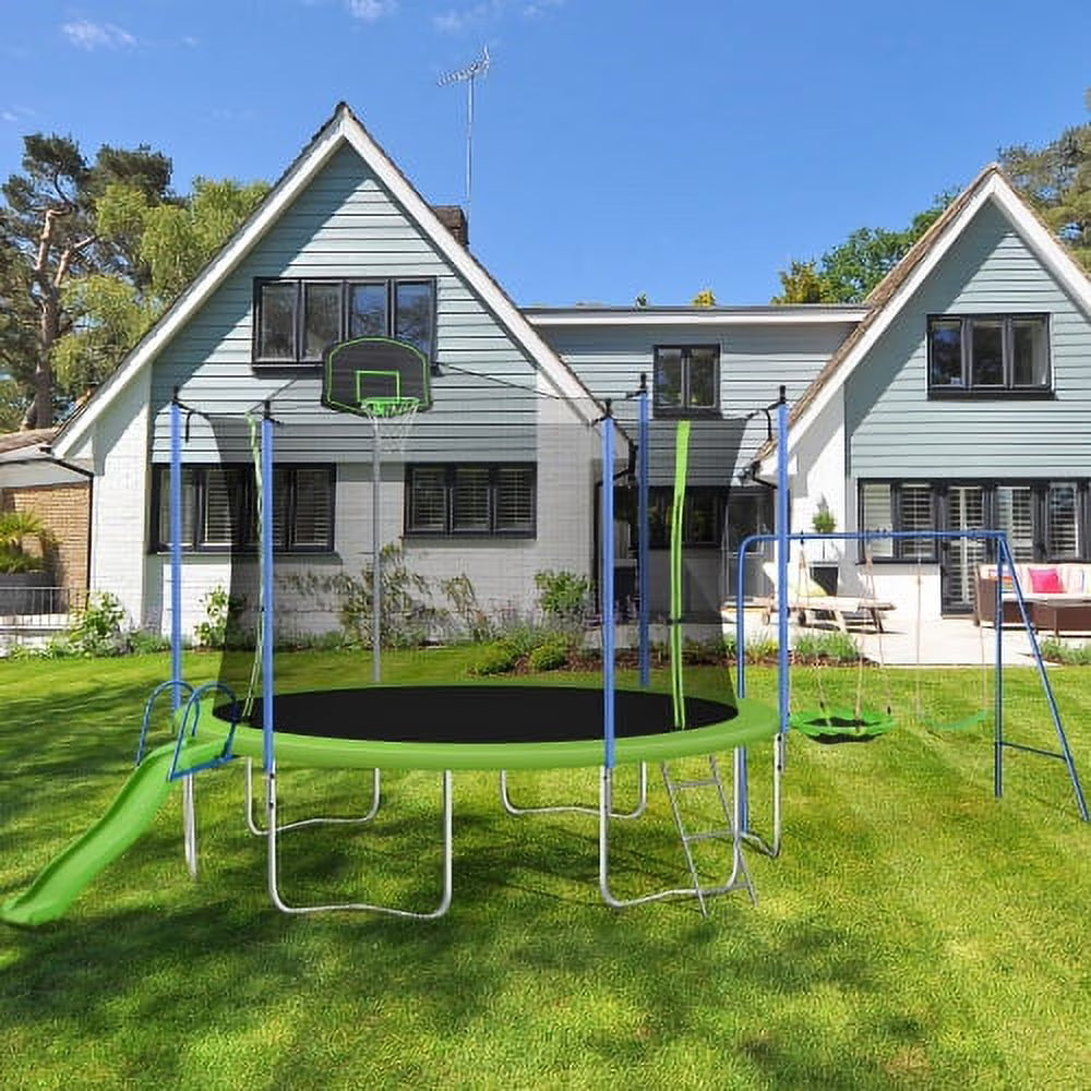 12FT Trampoline with Swing and Slide R801576