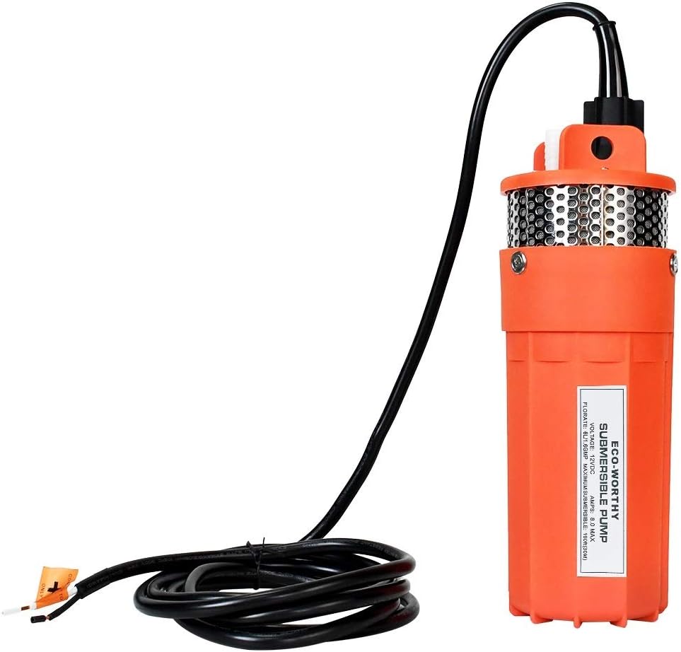 12V DC Submersible Well Water Pump with 10ft Cable, 1.6GPM, 230ft Lift Y340