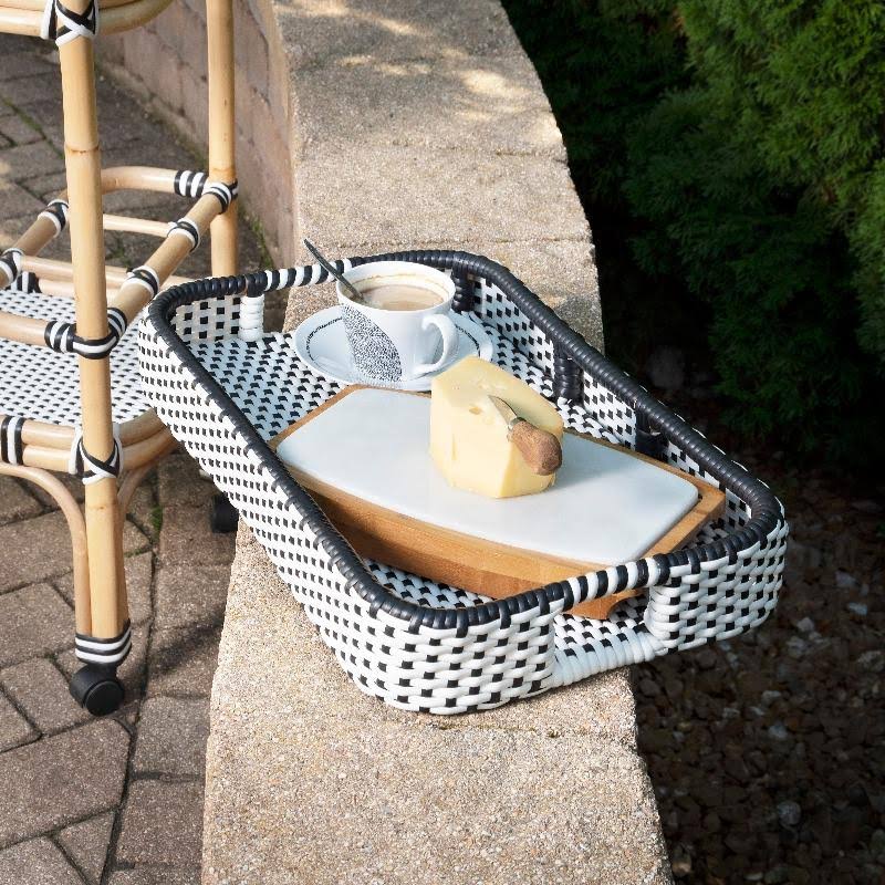 Grey & White Rattan Bar Cart Z8547